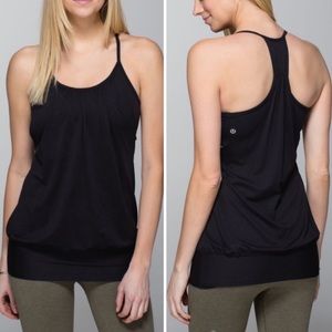 Lululemon No Limits Tank, Built-in bra, yoga flowy tank top, Black, size 6